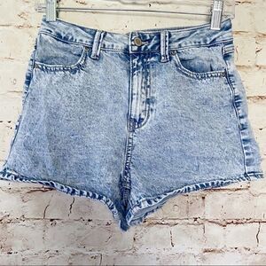 RSQ high rise acid wash jean shorts